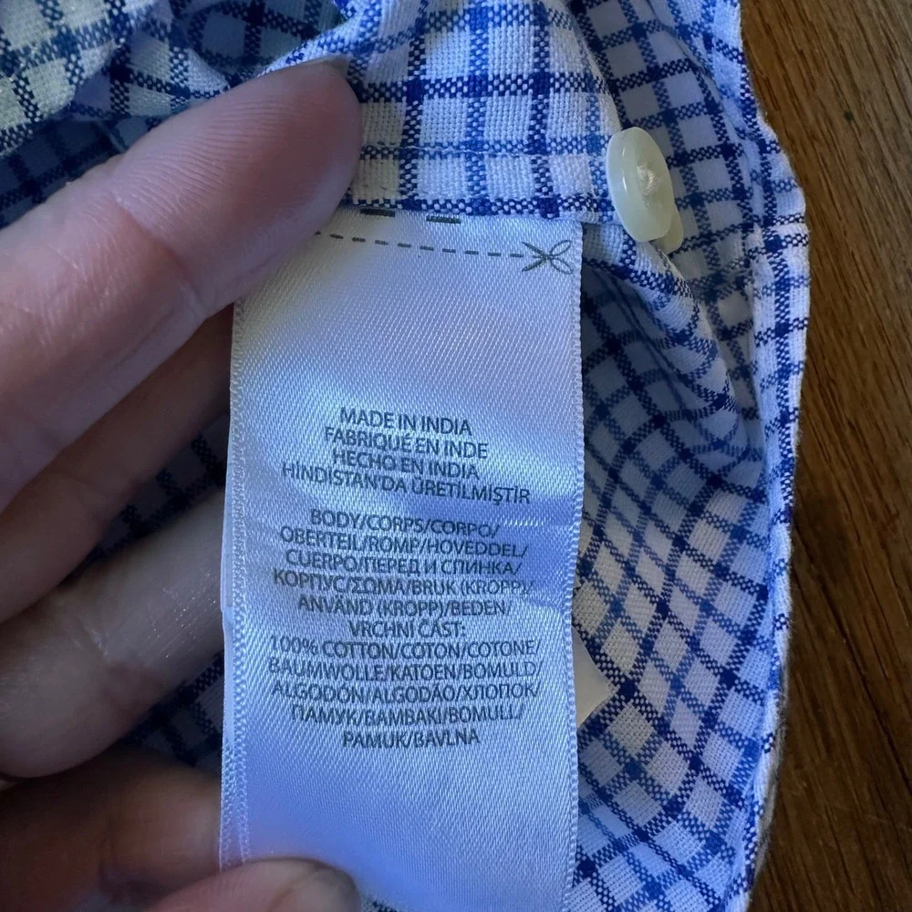 Polo Ralph Lauren Button Down L Classic Fit Tattersall Blue White Y2K Workwear